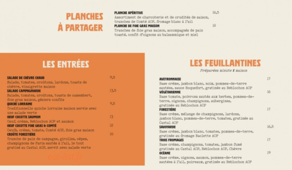 La FabriK à fromage — carte page 1