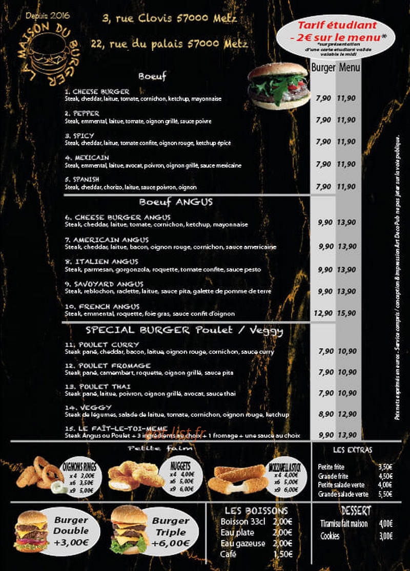 La Maison du Burger — carte page 1