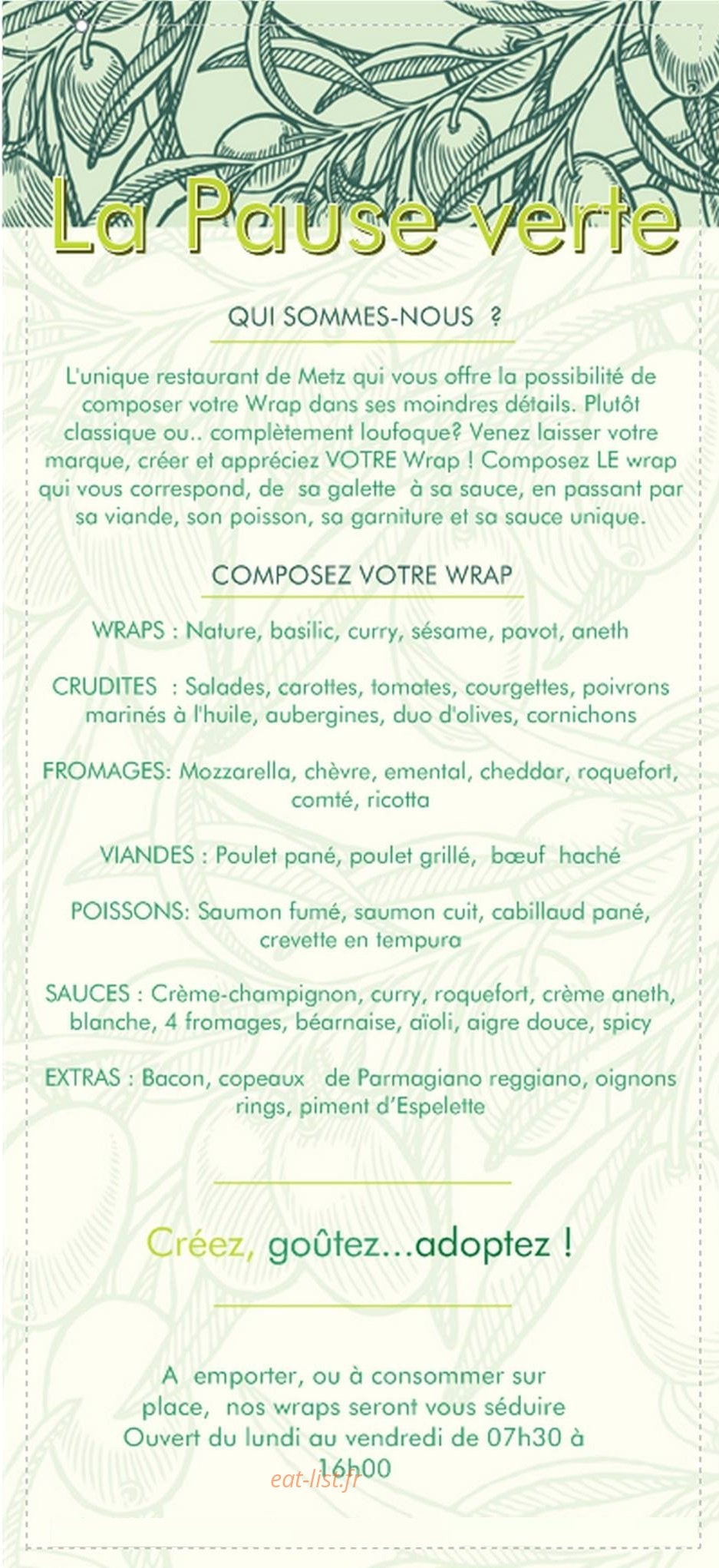 La Pause Verte — carte page 1