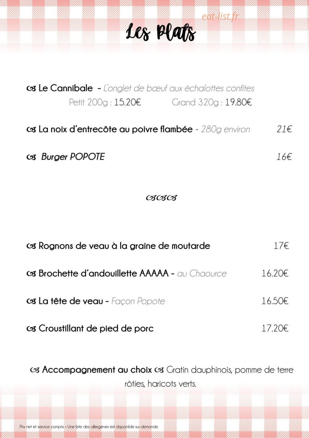 La Popote — carte page 2