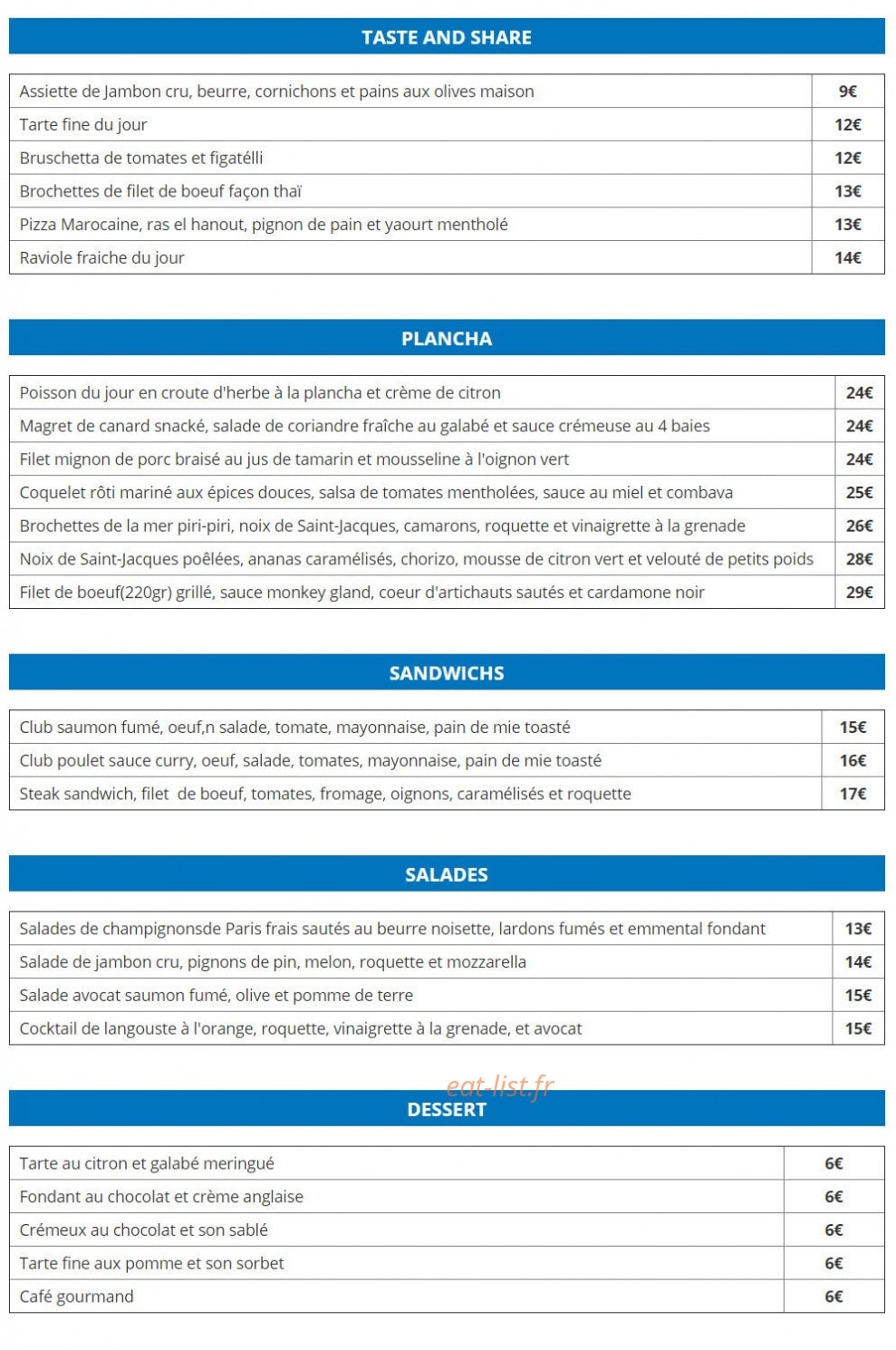 La Table de Jérôme — carte page 2