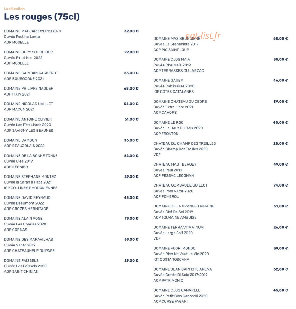 La Table — carte page 4