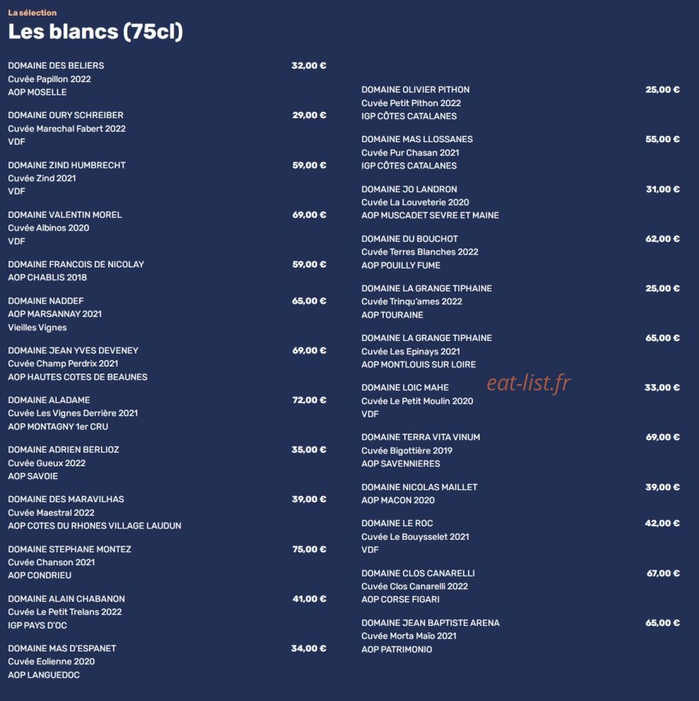 La Table — carte page 3
