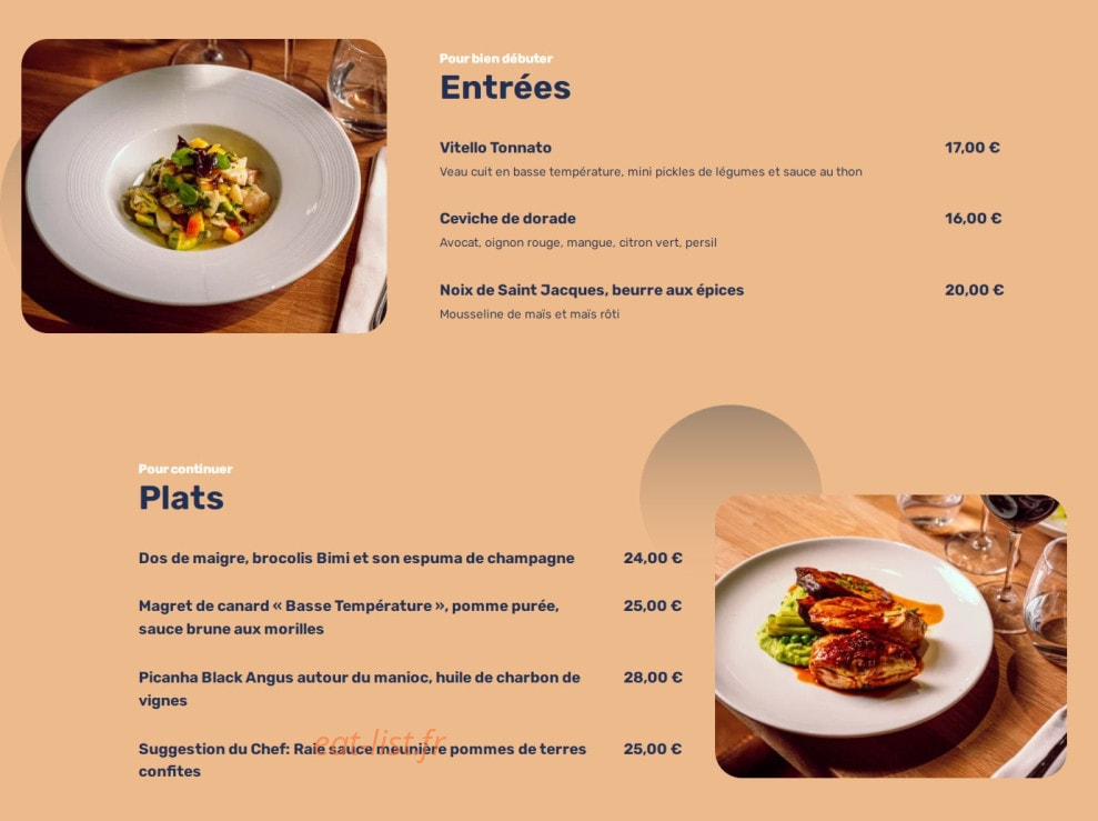 La Table — carte page 1