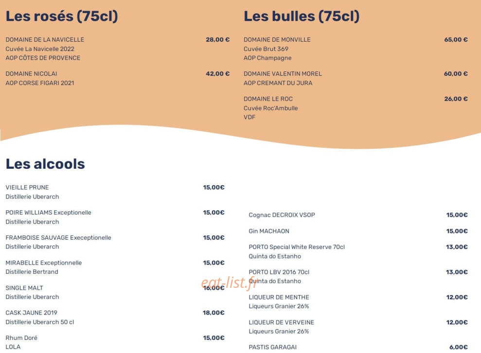 La Table — carte page 5