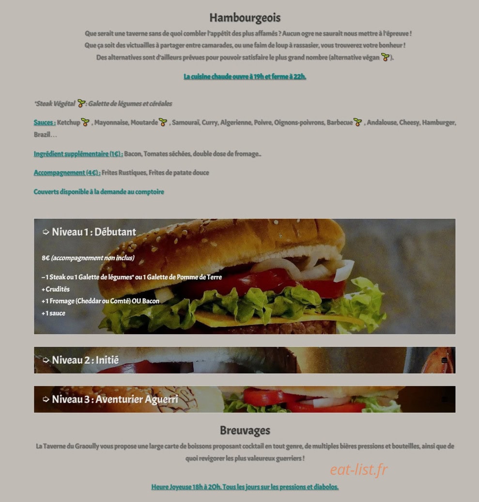 La Taverne du Graoully — carte page 2