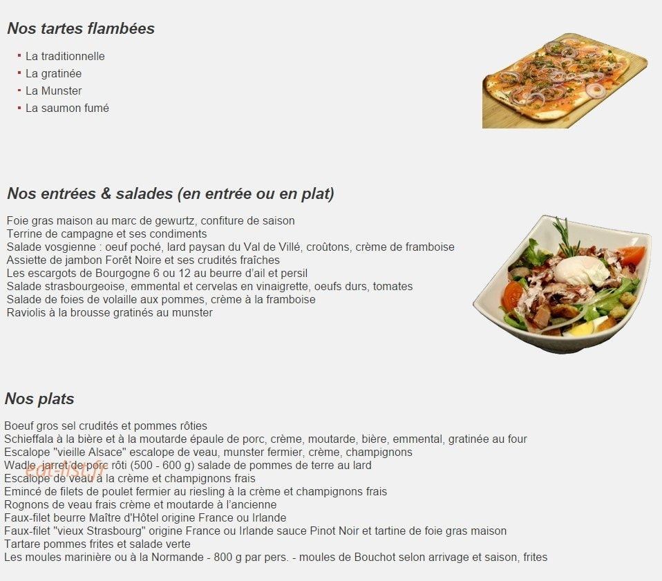 La Winstub — carte page 1