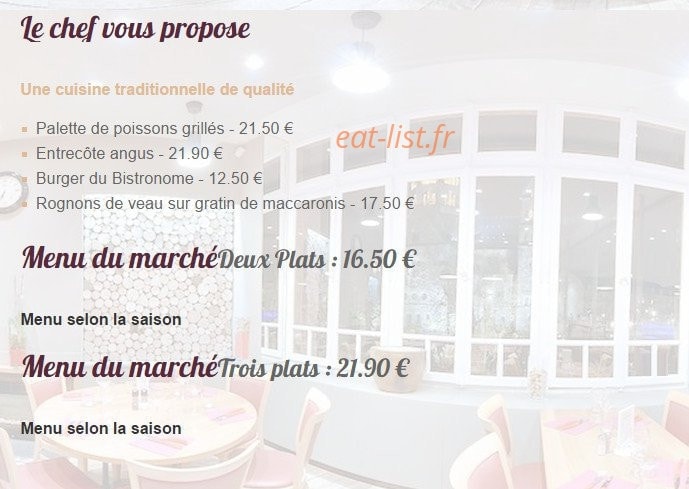 Le Bistronome — carte page 1