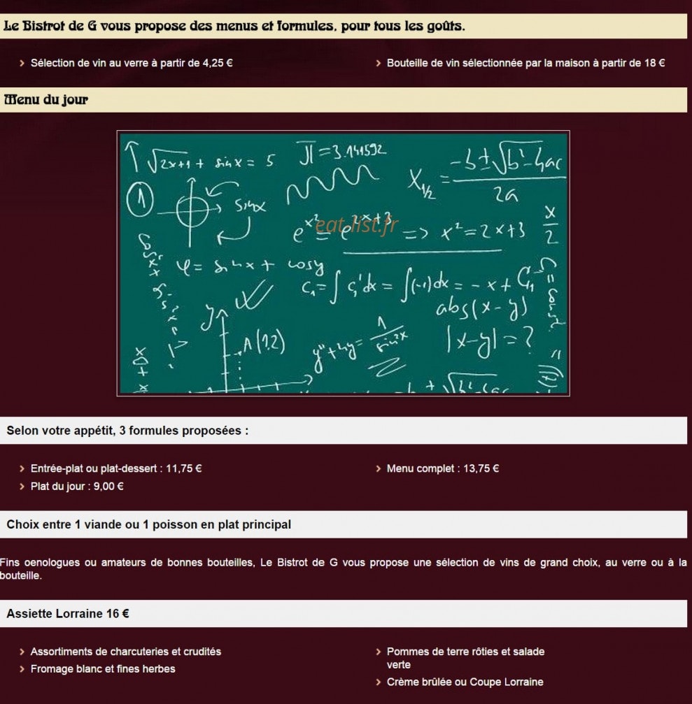 Le Bistrot de G — carte page 3