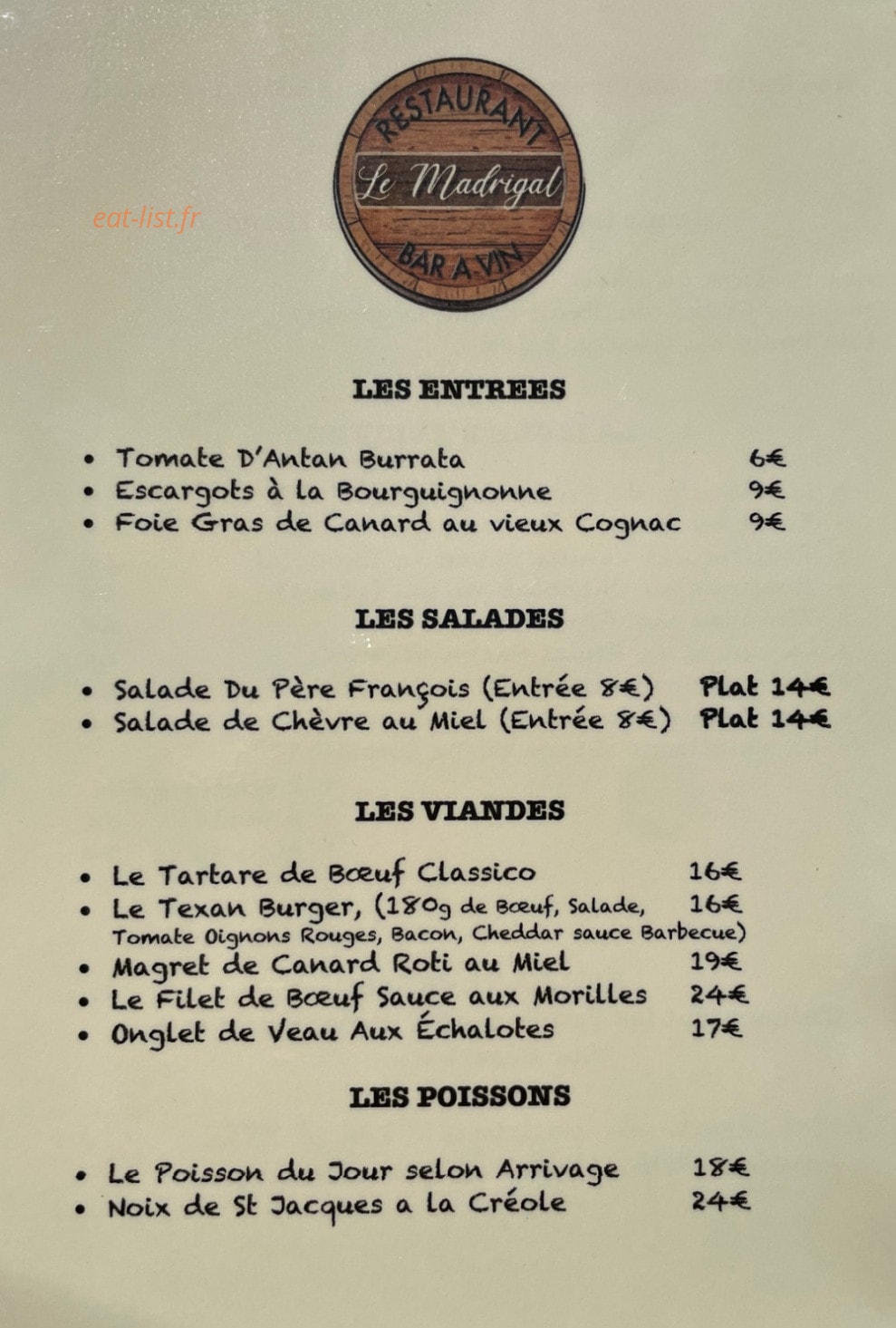 Le Madrigal — carte page 2