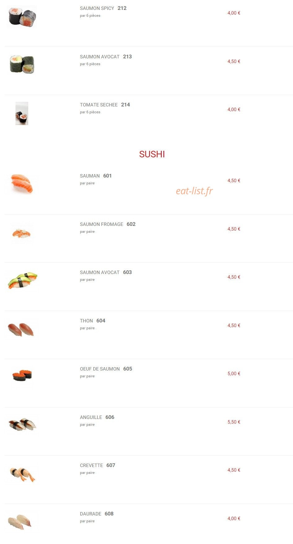 Line Sushi — carte page 6