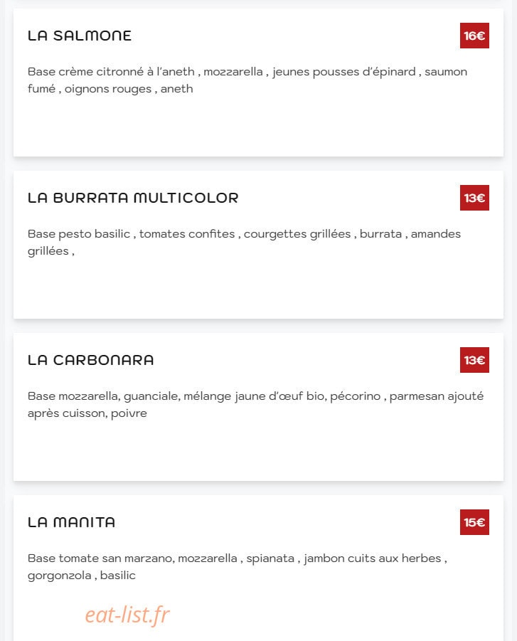 Manita Pizza — carte page 3