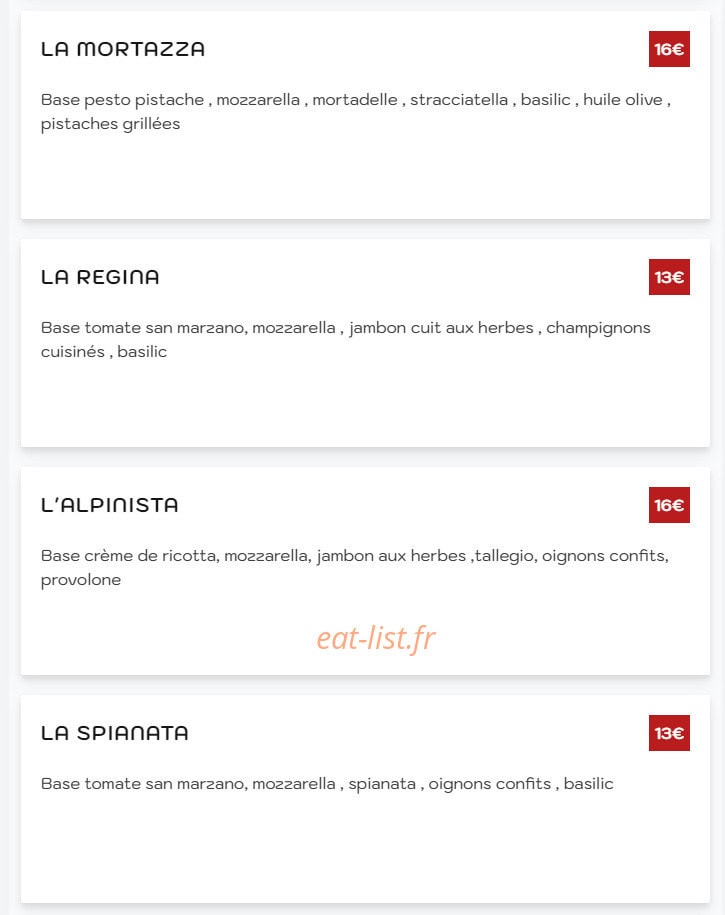 Manita Pizza — carte page 2