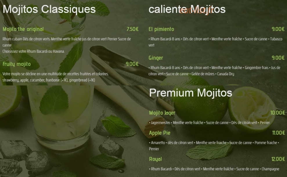 Mojito — carte page 1