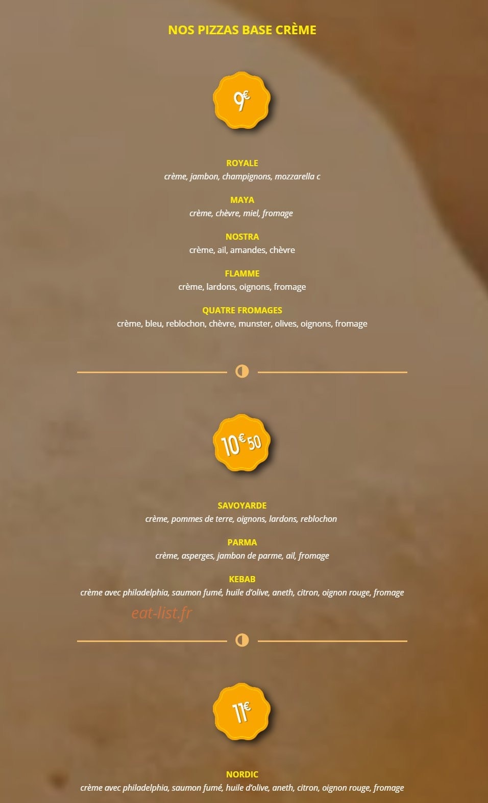 O vip pizza — carte page 4