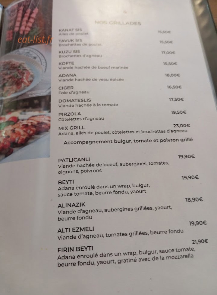 Oz Urfa grill — carte page 1