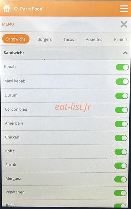 Paris Food — carte page 1