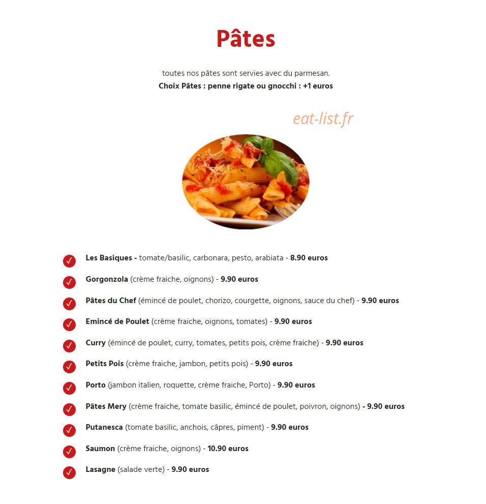 Pasta Mery — carte page 2