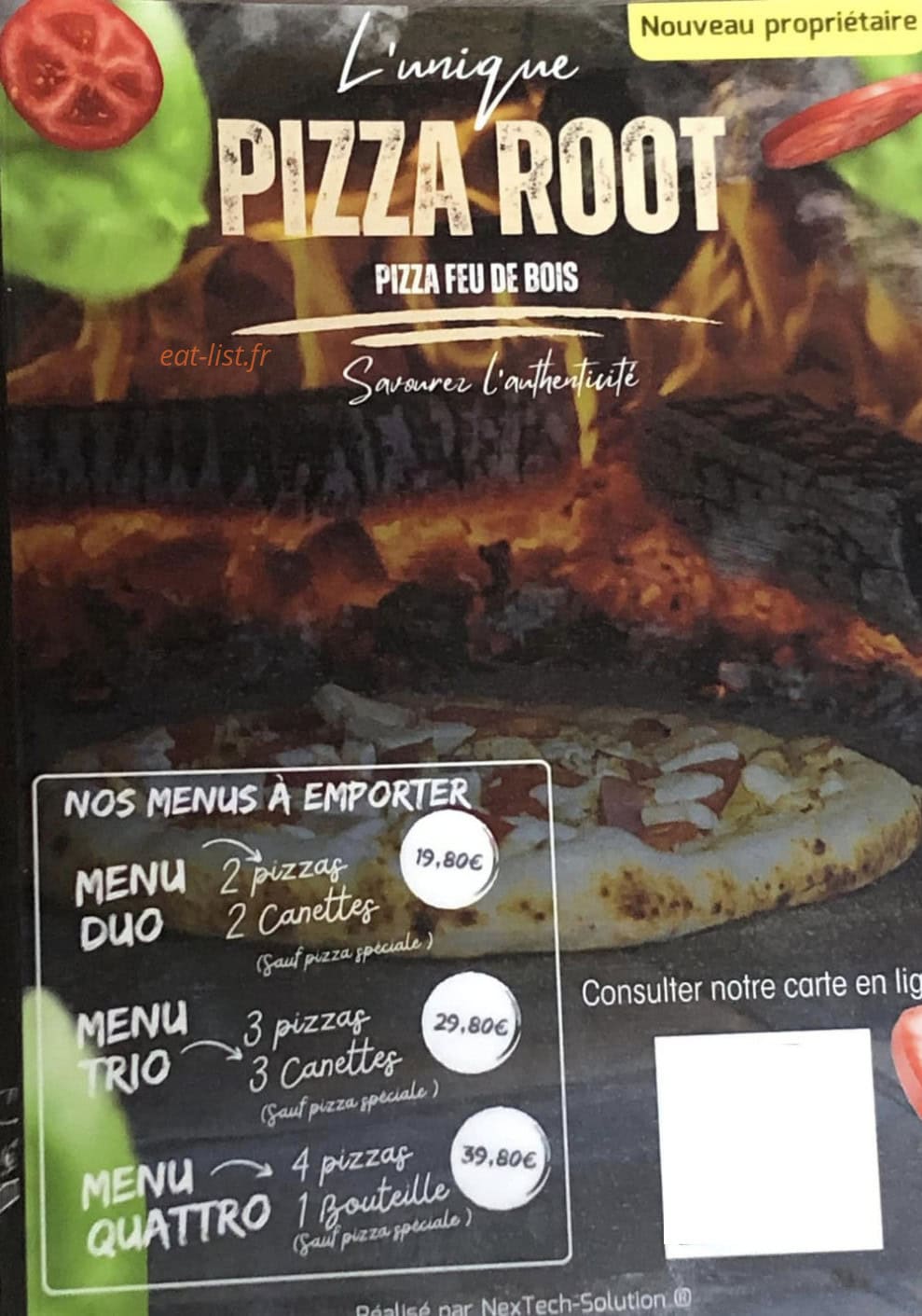 Pizza Root — carte page 1