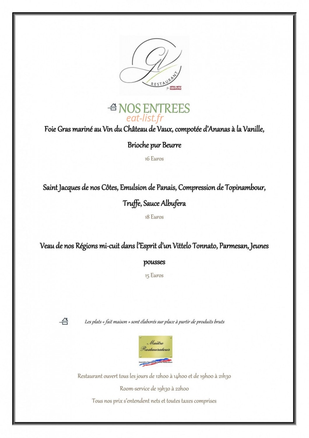 Restaurant Green View — carte page 2