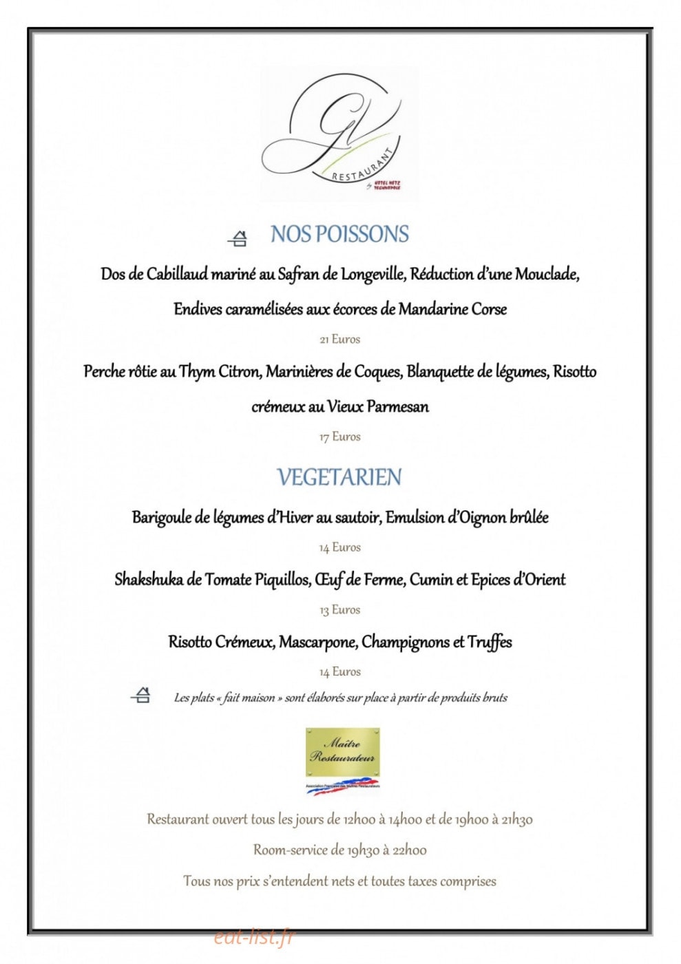Restaurant Green View — carte page 3