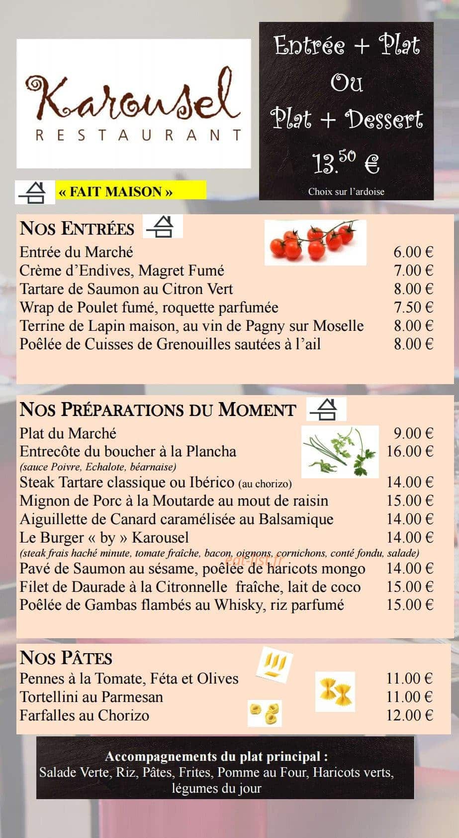 Restaurant Karousel — carte page 1
