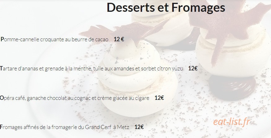 Restaurant Quintessence et Prestance — carte page 2