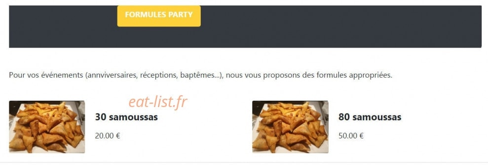 Samoussa Party — carte page 2