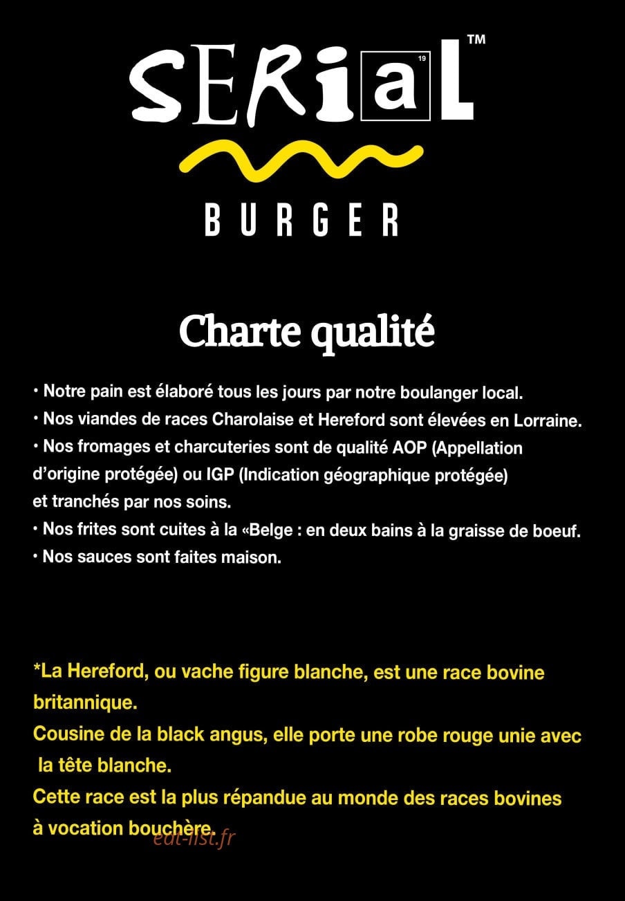 Serial Burger — carte page 1