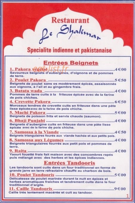 Shalimar — carte page 1