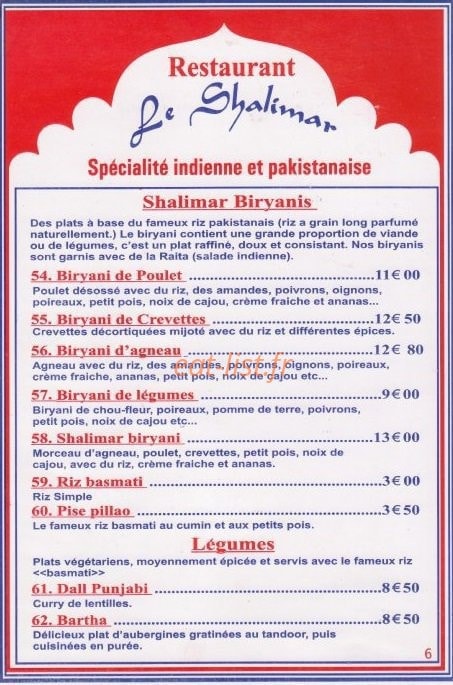 Shalimar — carte page 6