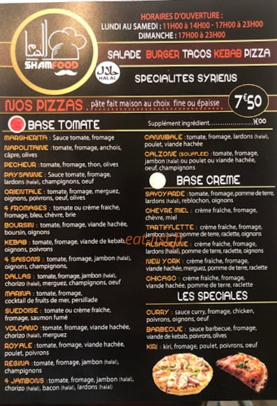 Shamfood — carte page 1