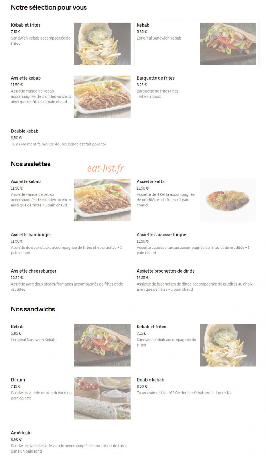 Snack Izmir — carte page 1