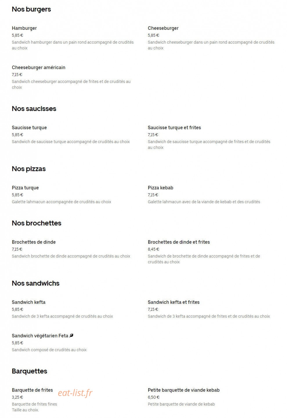 Snack Izmir — carte page 2