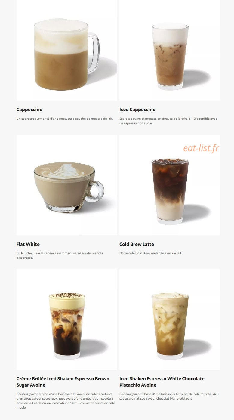 Starbucks Coffee — carte page 2