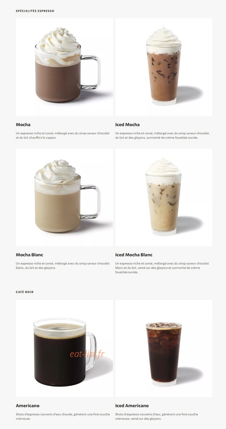 Starbucks Coffee — carte page 3