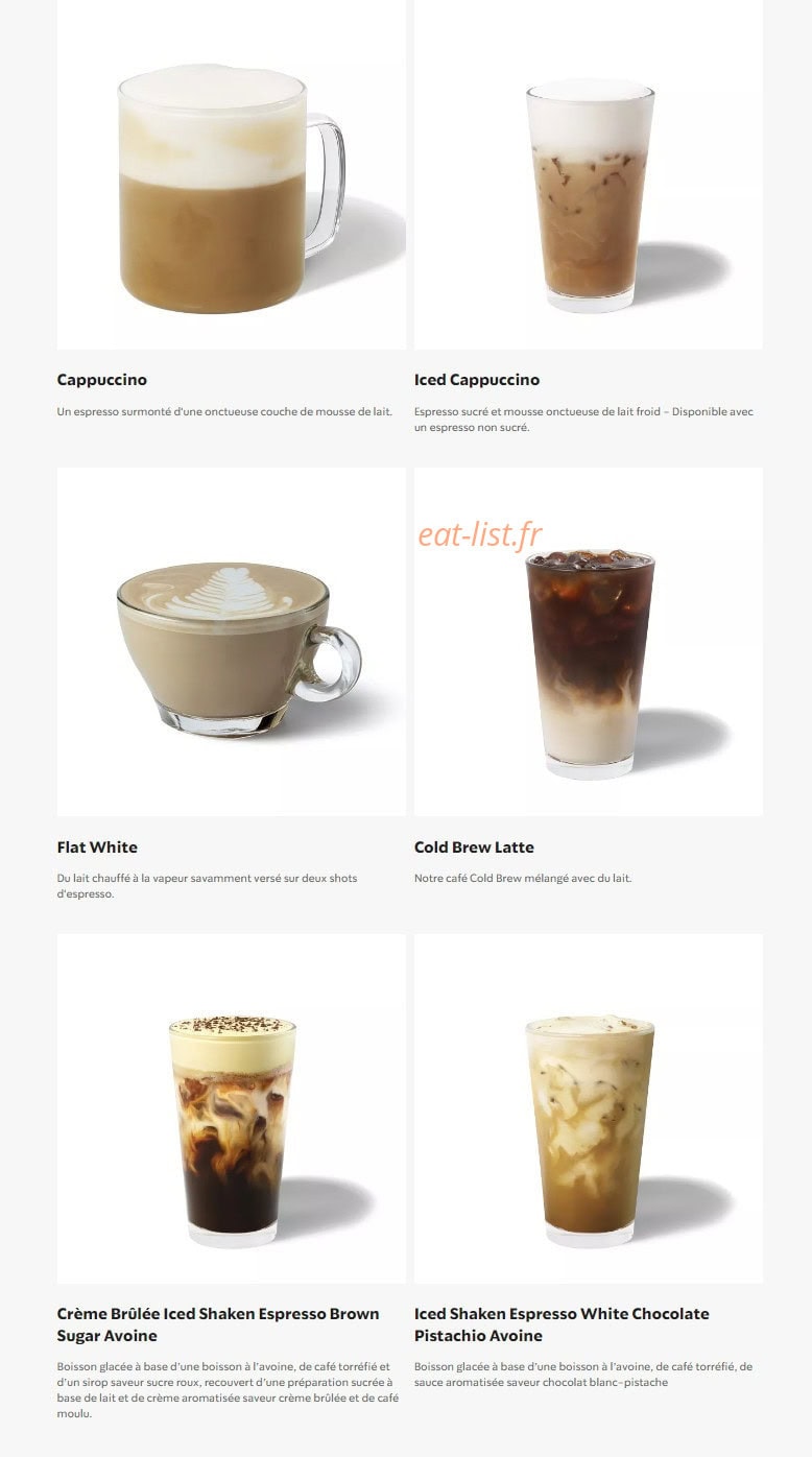 Starbucks Coffee — carte page 2