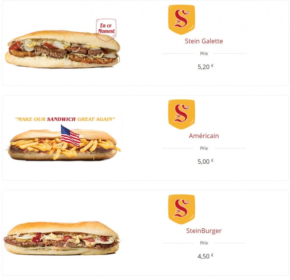 Steinhoff Sandwichs — carte page 1