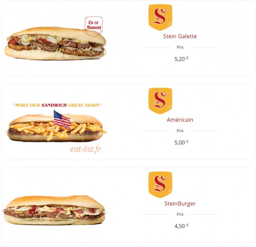 Steinhoff Sandwichs — carte page 1