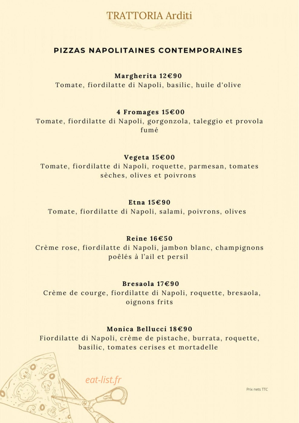 Trattoria Arditi — carte page 2