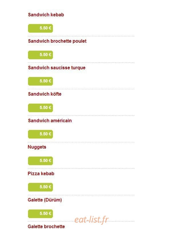 Villa Kebab — carte page 1