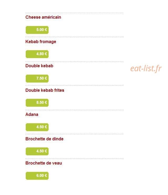 Villa Kebab — carte page 3