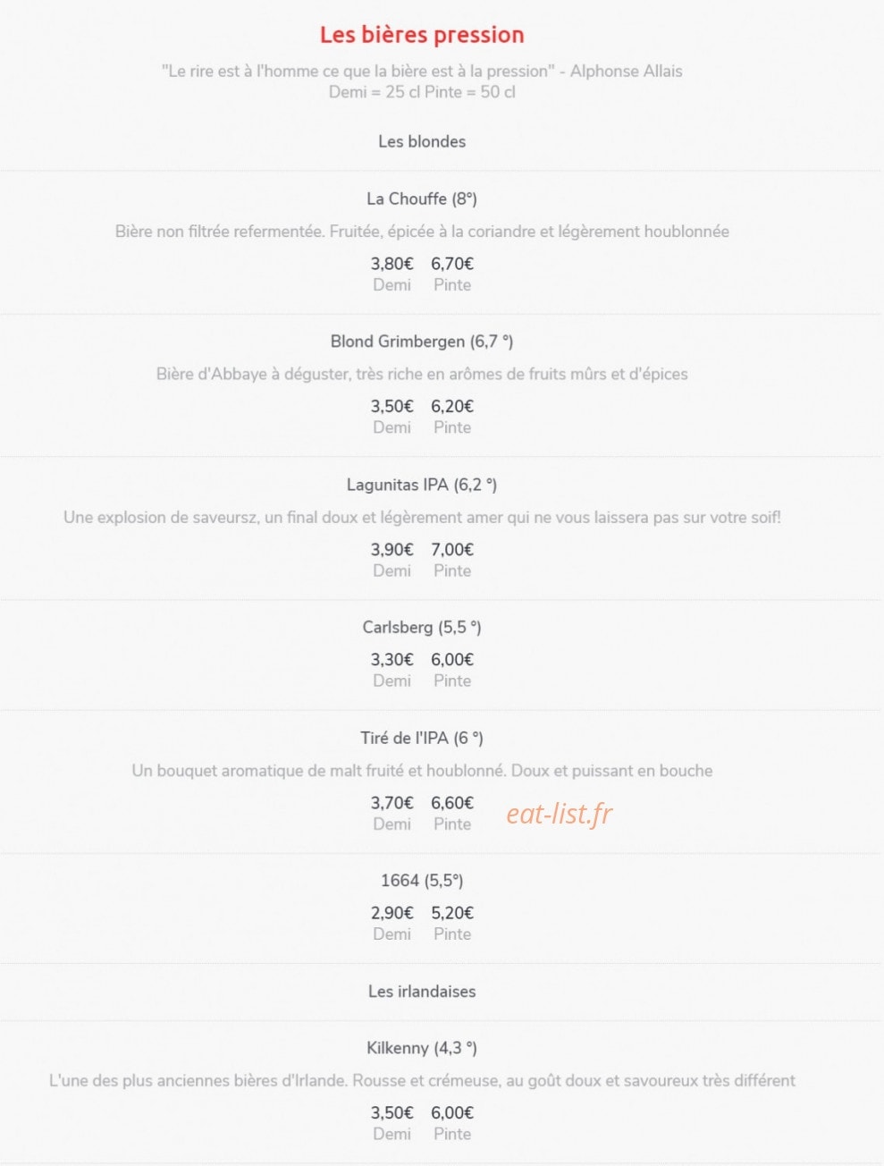 Vivian's Pub — carte page 10