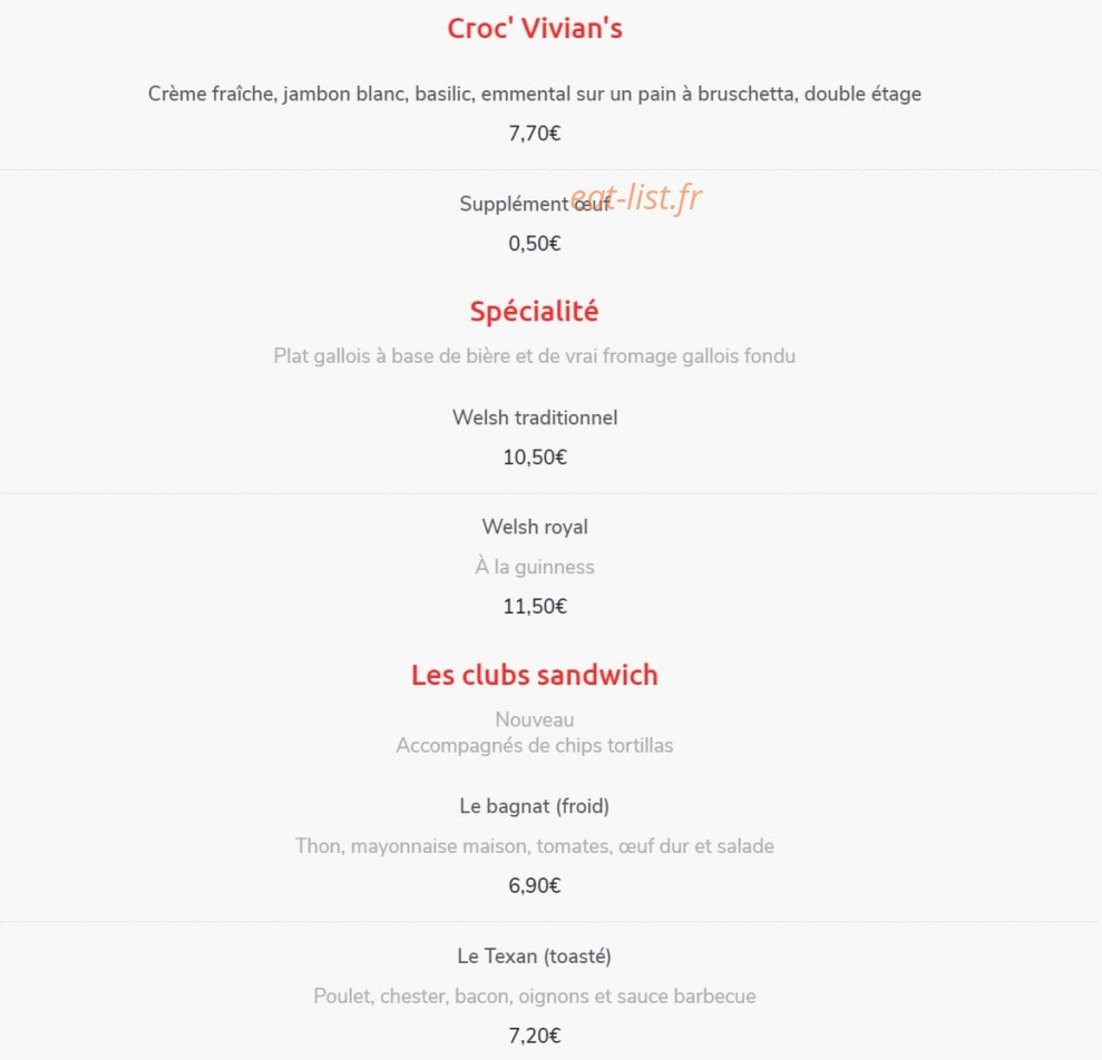 Vivian's Pub — carte page 3