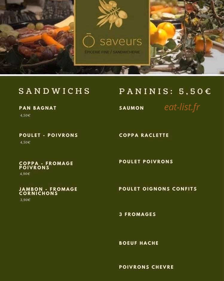 Ô saveurs — carte page 1