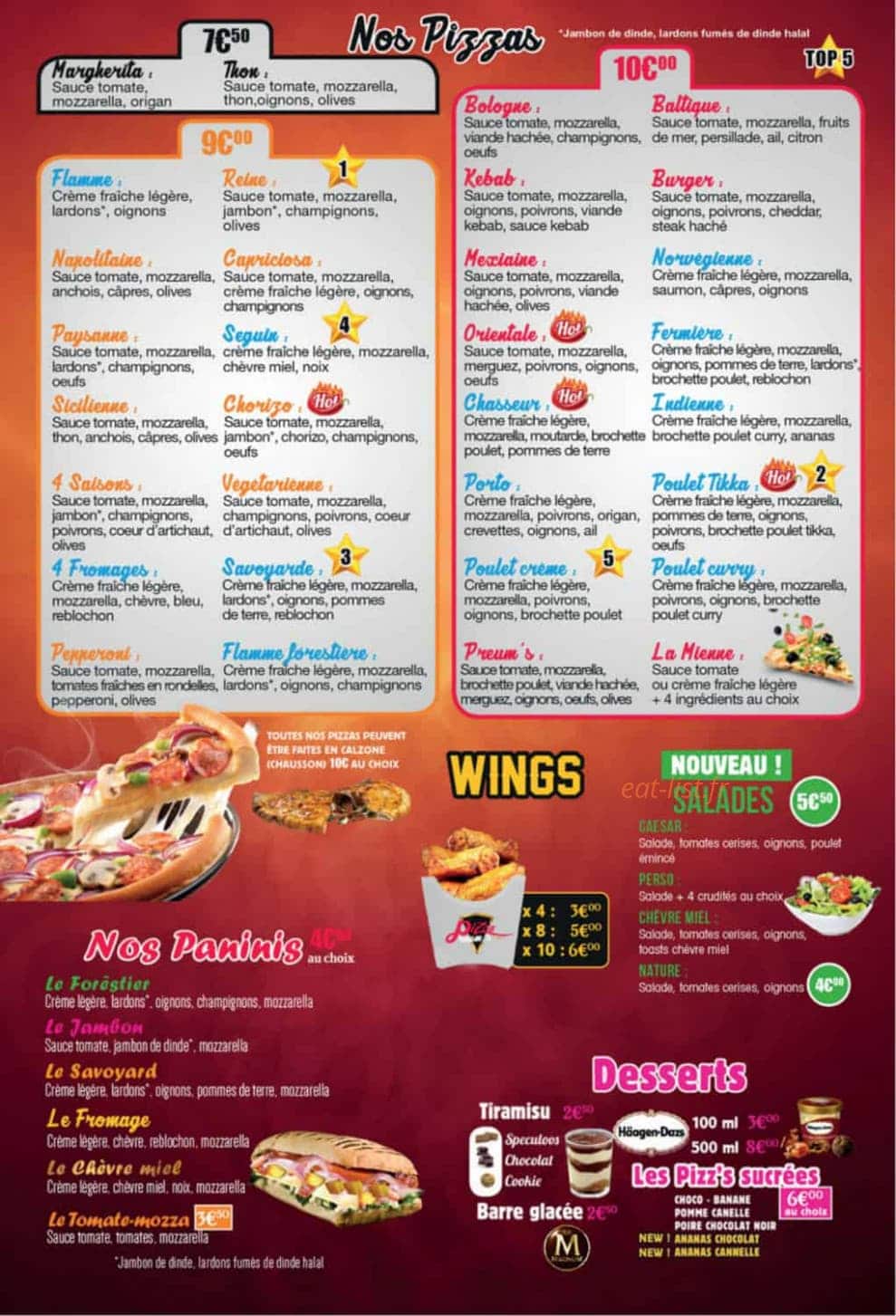 Pizza Preum's — carte page 1