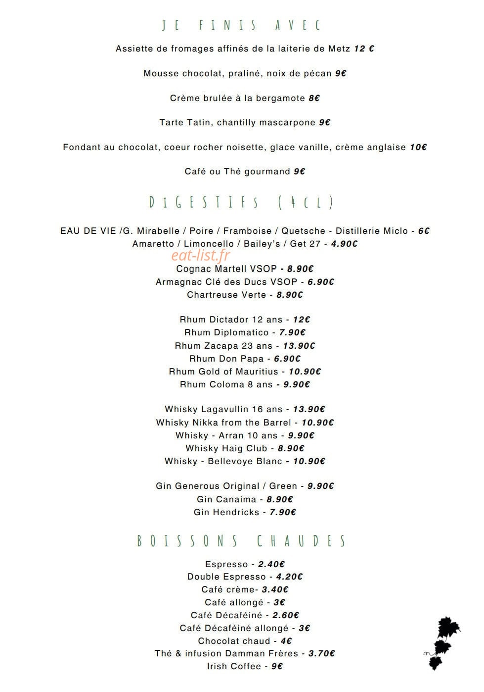 Sous la Vigne — carte page 3