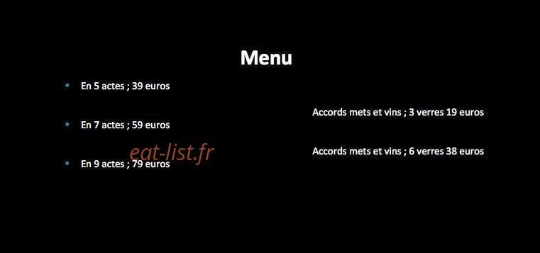 As restaurant — carte page 1
