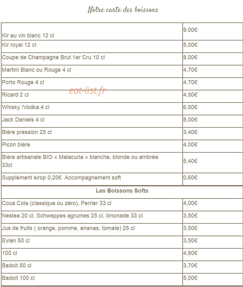 Carte et menu de Bistro des Canailles à Saint Julien les Metz — Carte des boissons