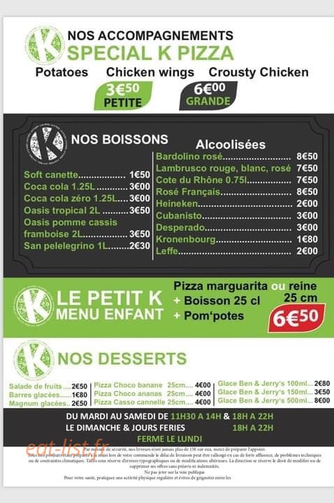 Le K pizza — carte page 4